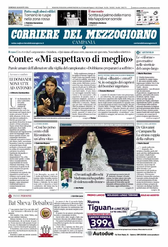 Prima-pagina-corriere del mezzogiorno-del-2024-08-18